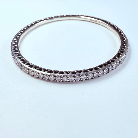Pandora Twinkling Forever Cubic Zirconia CZ Sterling Silver 925 Bangle Bracelet - Picture 4 of 6